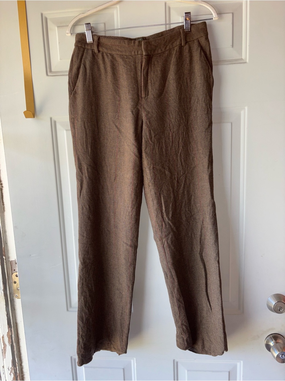 Lauren Ralph Lauren Petite brown merino wool houndstooth pants size 6P